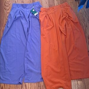 HALARA Vibrant Orange and Purple Wide-Leg Pants, new without tags